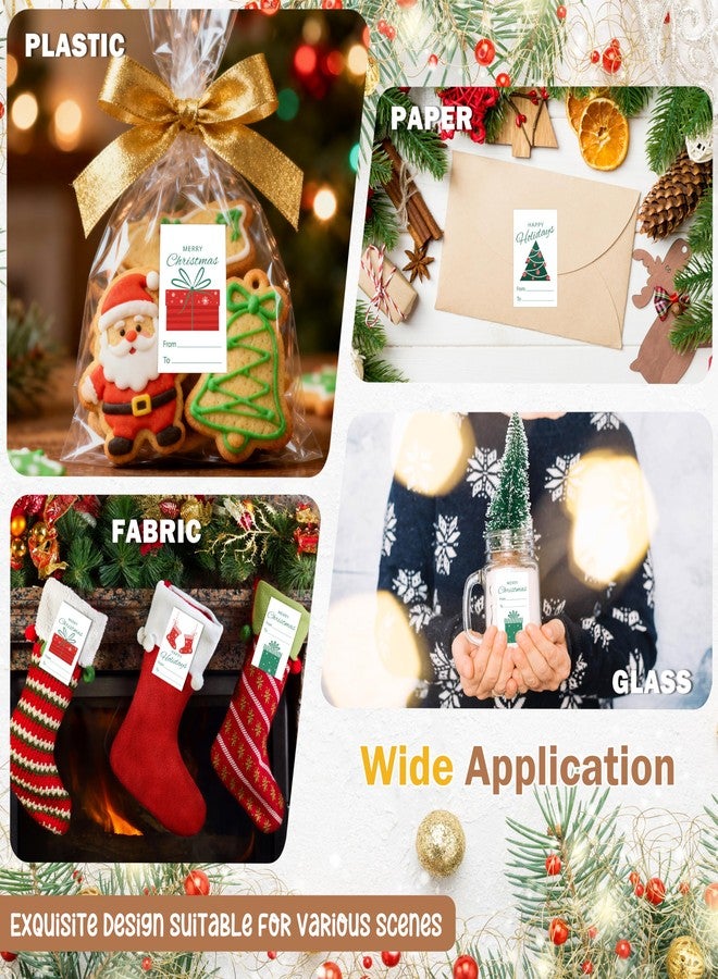 OXRUN Christmas Gift Tags, 40 Merry Christmas Gifts Labels Stickers, Happy Holiday Name Tag Self-Adhesive for Party Presents Decorations - A02 - Image 5